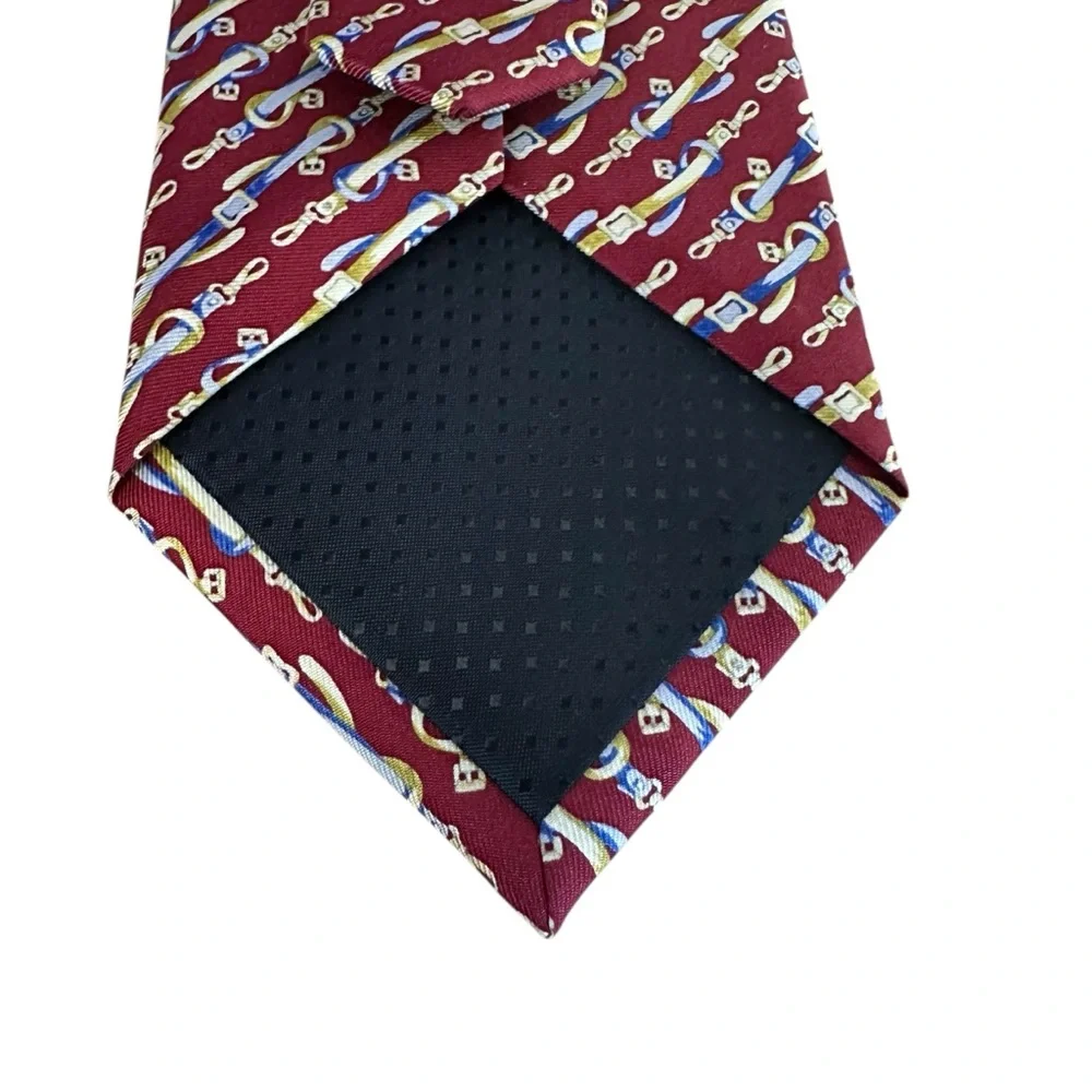 Venezia Men's Red‎ Equestrian style Silk Tie Classic Length 59” x 3.5” - Picture 3 of 8